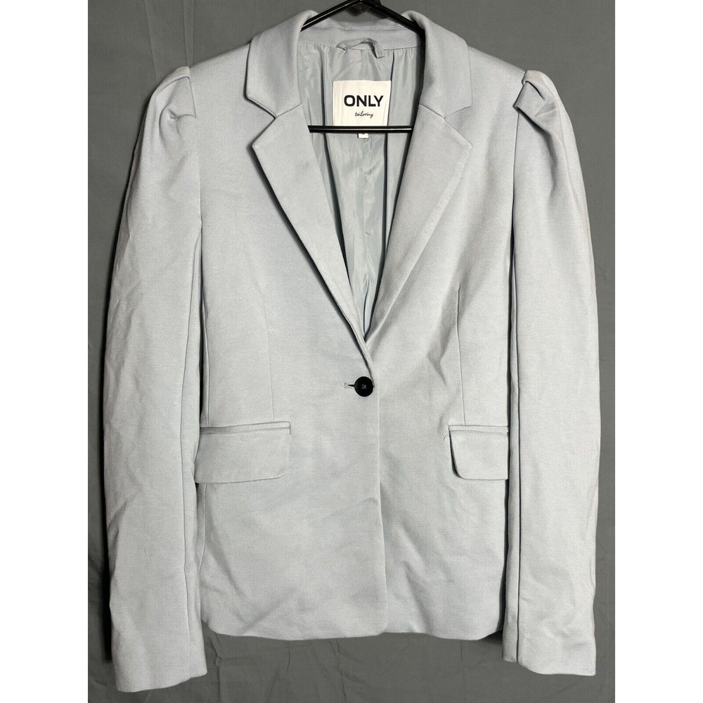ONLY Size EUR 36 US 4 Puff Sleeve Tailored Blazer Light Blue Long Sleeve Women